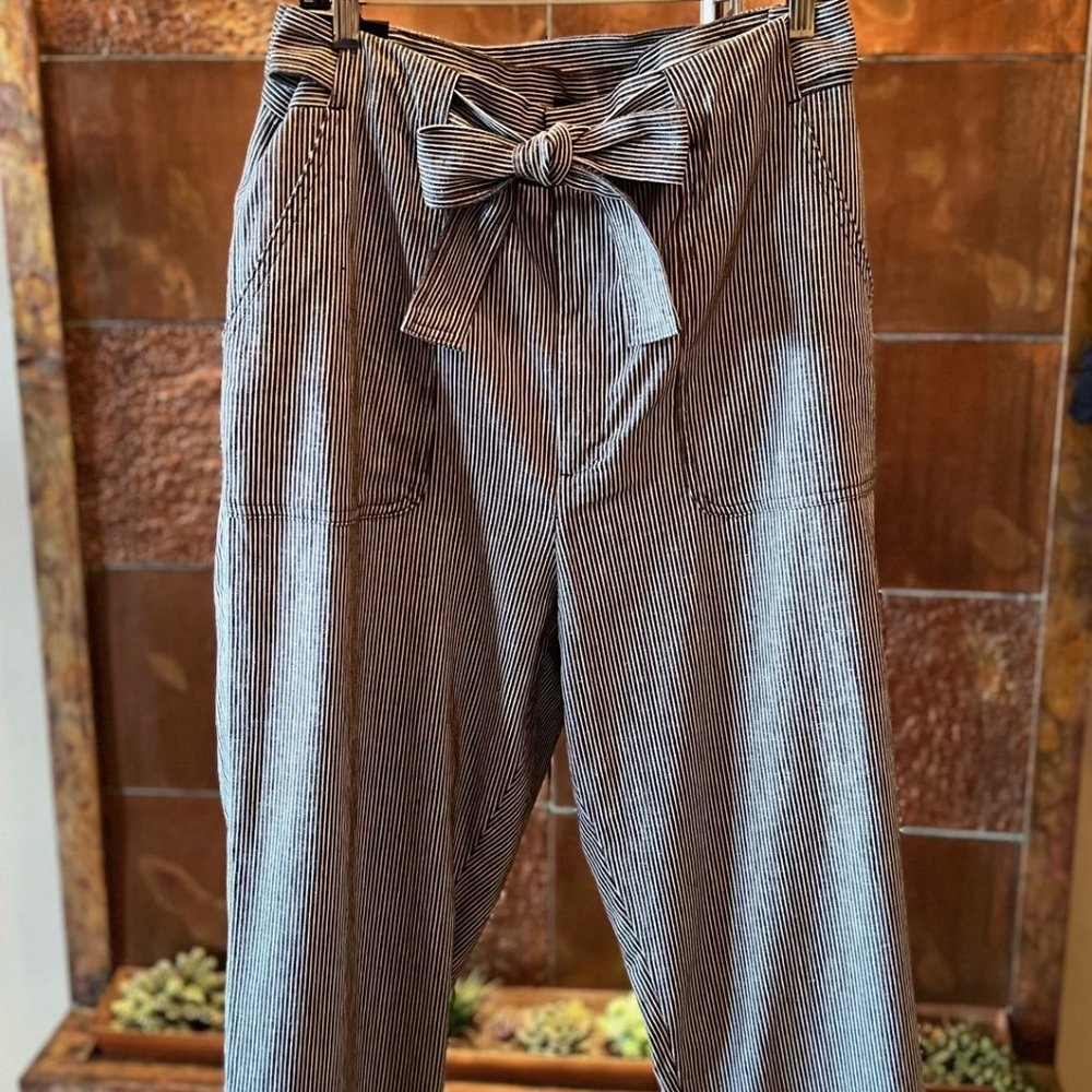 Banana Republic, NWT, Linen-Blend Utility Pant * Navy Mini-Stripe, 16